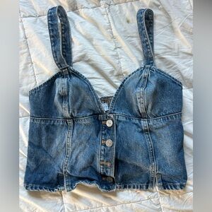 Zara Blue Denim Button Up Corset Shirt